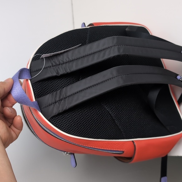 Coach CR768 Court Backpack In Colorblock Silver/Light Violet/Electric Coral - Picture 12 of 16